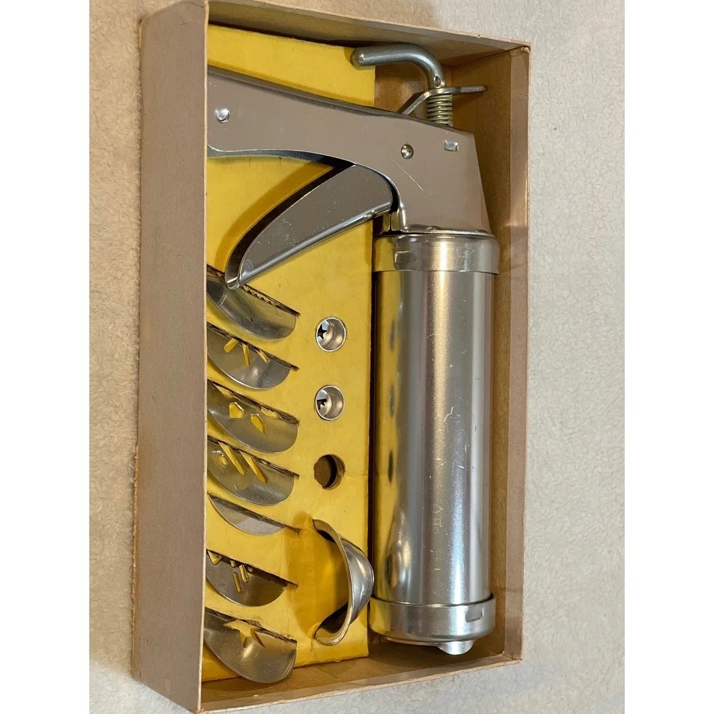 Vintage Wear-Ever Trigger-Quick Cookie Gun and Pastry Decorator Aluminum Set